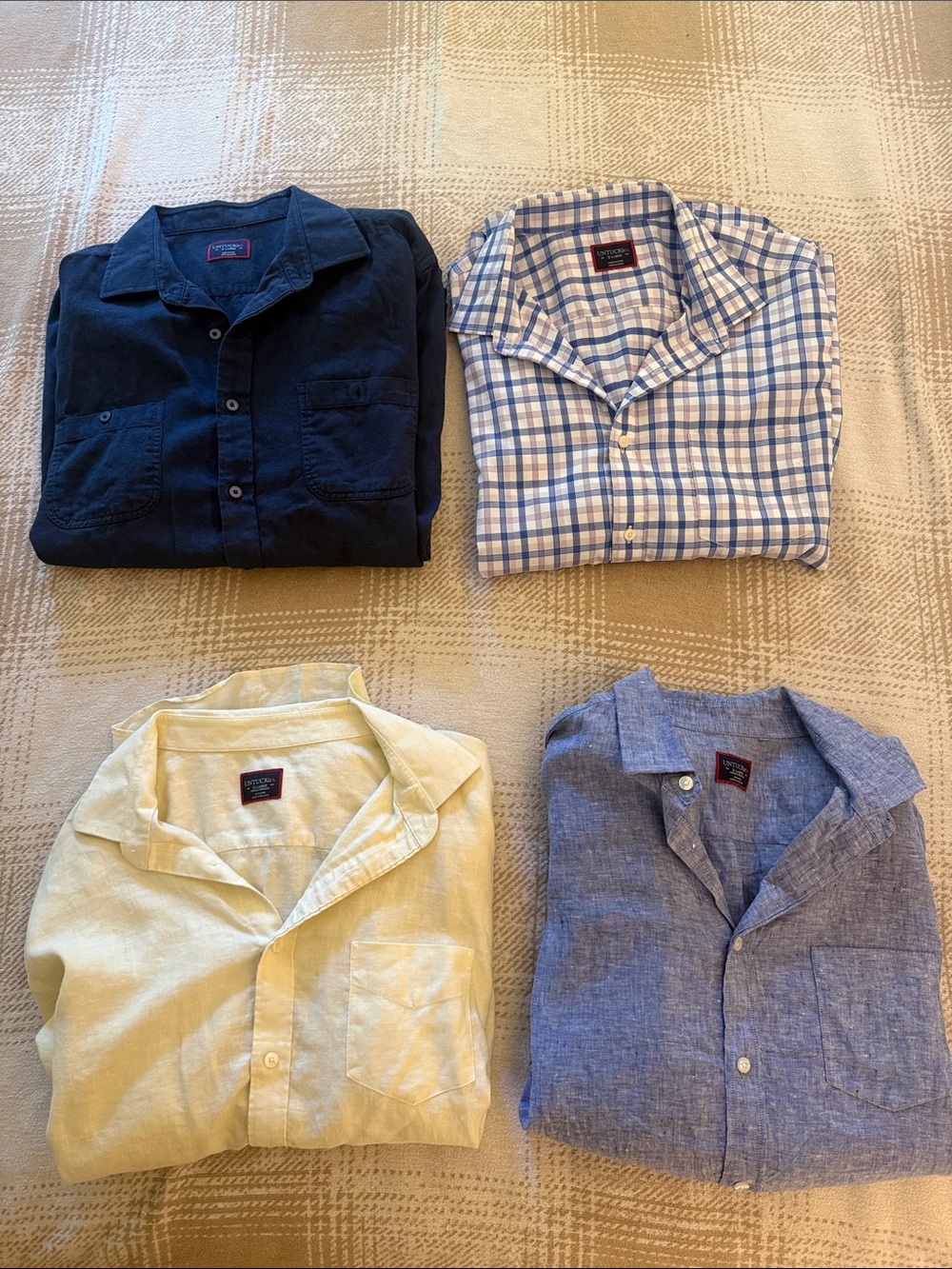 UNTUCKit Men's Button-Down Shirt Bundle - Navy, Blue Plaid, Yellow, Light Blue